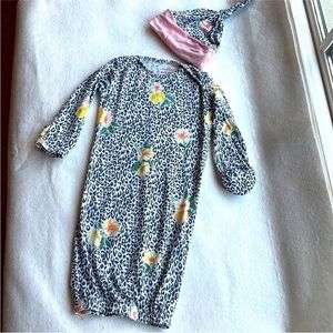 Everly Grey Baby Gown & Hat Set